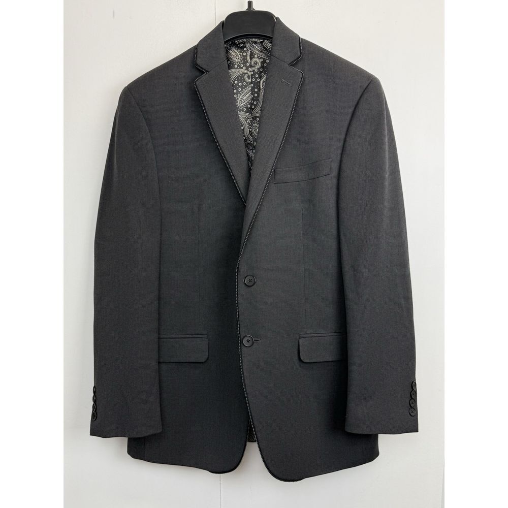 VAN HEUSEN Studio Mens 38R Suit Blazer Sport Coat Jacket Textured Rope Trim Grey